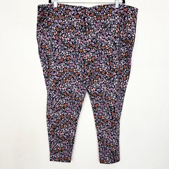 Terra & Sky Leggings Black Purple Floral 4X 28W-30W - Picture 3 of 3